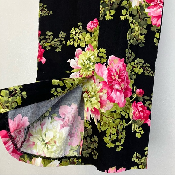 Bernie Dexter Ruby 50s Pencil Dress in Black Floral Dark Tea Room Print XS - Picture 9 of 12